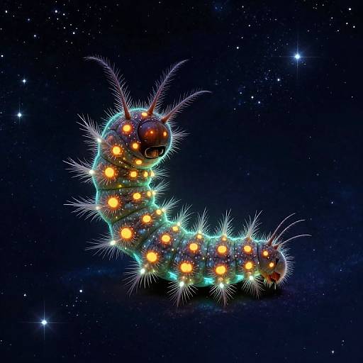 Glowing Cosmic Caterpillar Creature