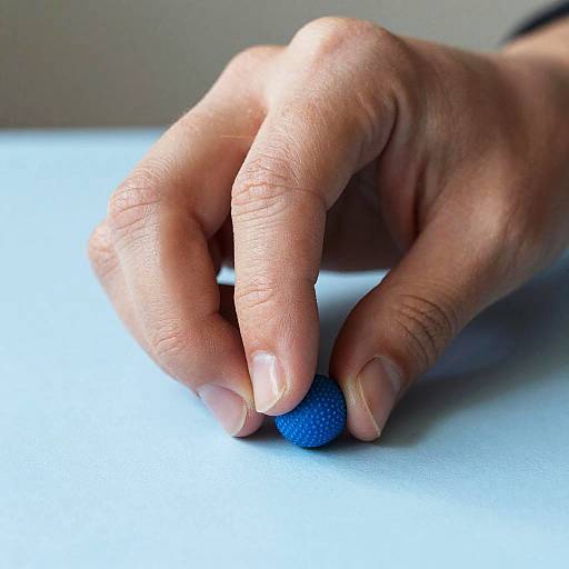 Hands Pressing Blue Textured Object