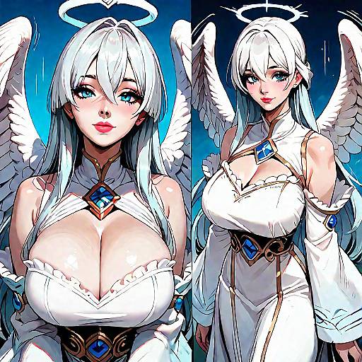 Anime Angel Girl with White Hair
