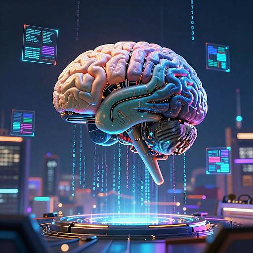 Cyberpunk AI Brain Projection