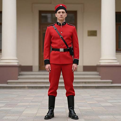Man in Red Soldier Uniform