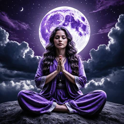 Woman Meditating Under Full Moon
