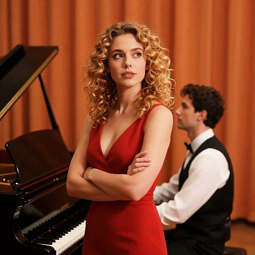 Elegant Duo by the Grand Piano