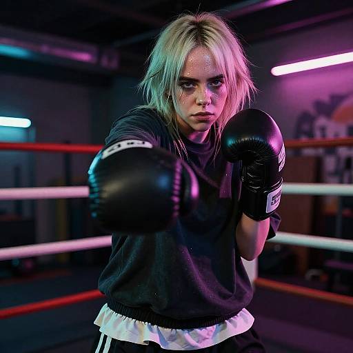 Billie Eilish Intense Boxing Portrait