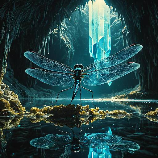 Crystalline Dragonfly-Elephant Hybrid in Cave