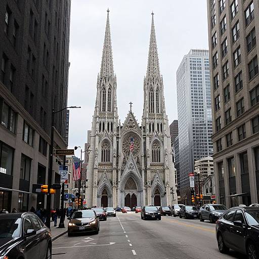 Chicago Urban Street with Cathedral
