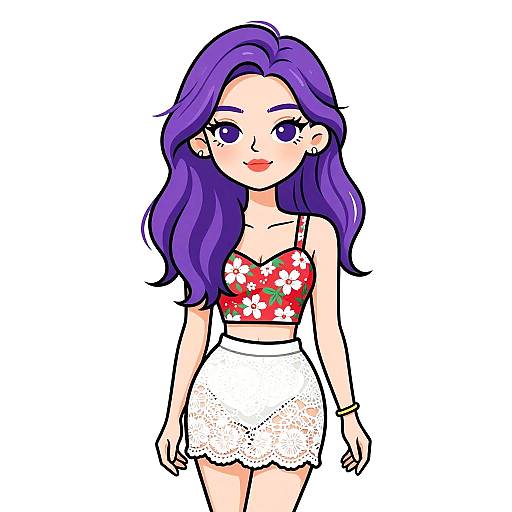 Summer Casual Woman in Floral Crop Top