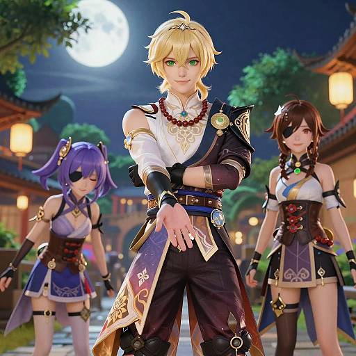 Moonlit Bazaar: Aether and Three Companions