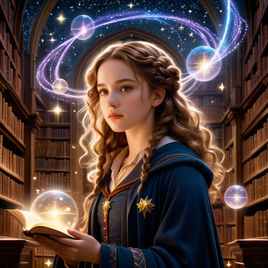 Celestial Hermione in a Dreamy Library