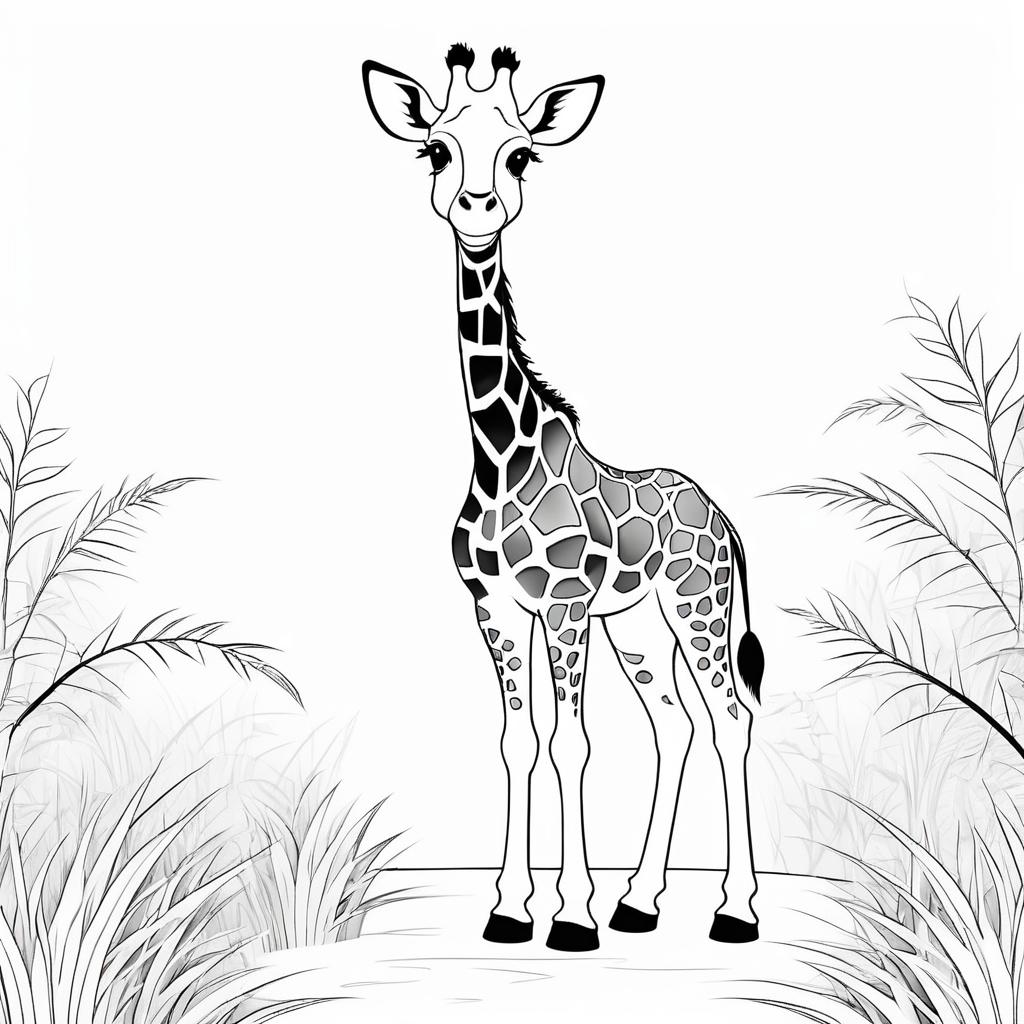 Cute Giraffe Coloring Page for Kids