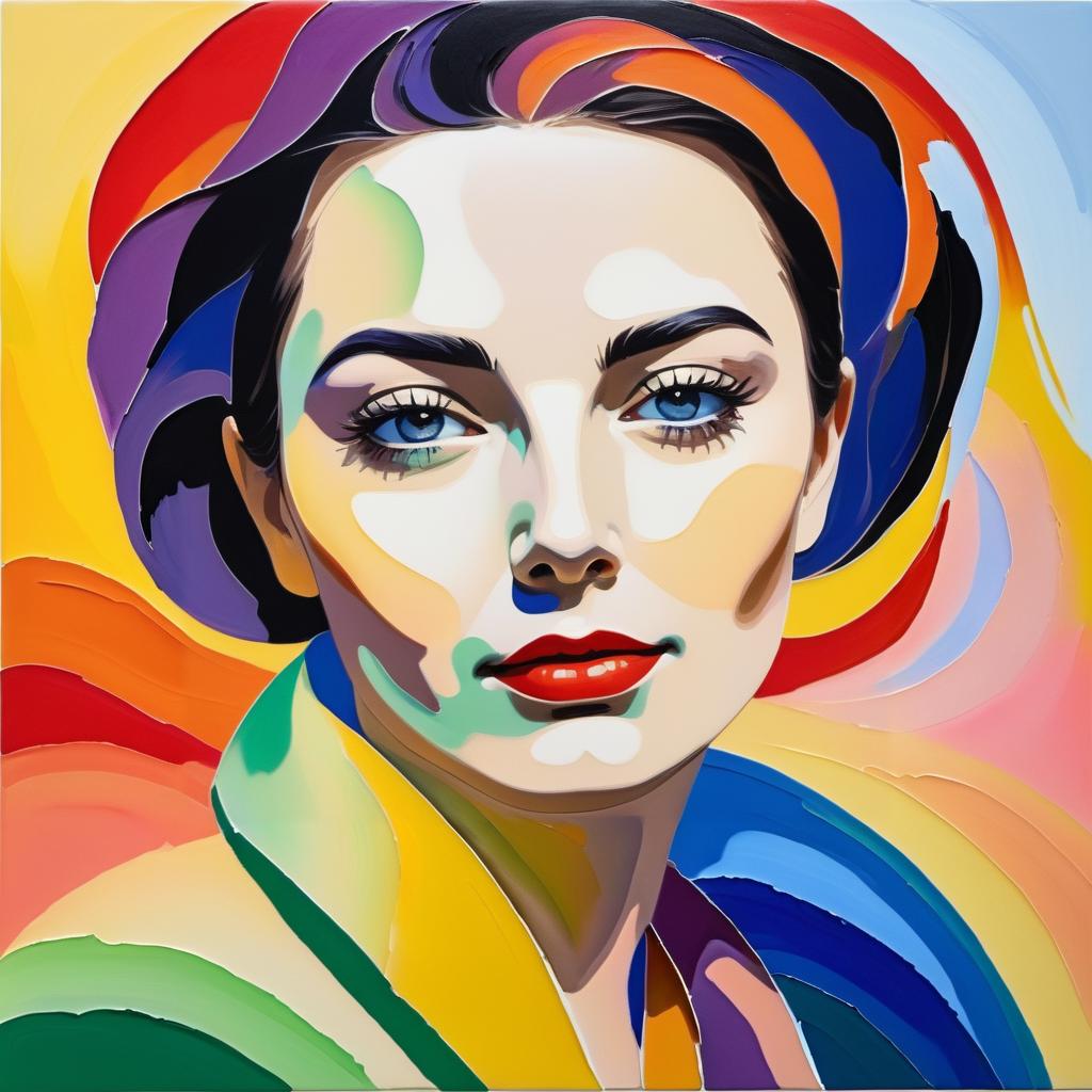 Vibrant Woman Portrait in O'Keeffe Style