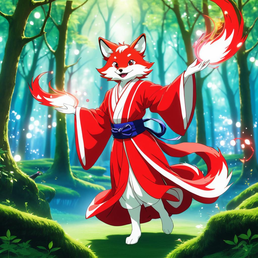 Mischievous Fox Spirit in Enchanted Forest