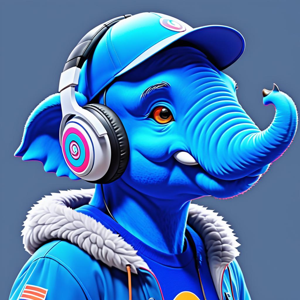 Vibrant Anthropomorphic Elephant Character Art