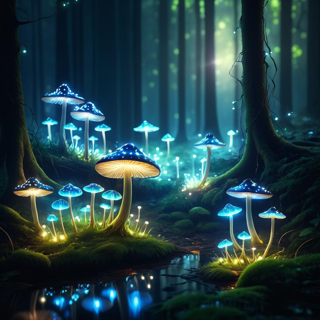 Mystical Forest with Glowing Mushrooms