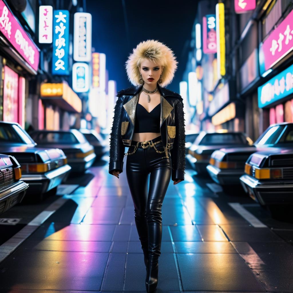 Glamorous Rockstar in Cyberpunk Tokyo