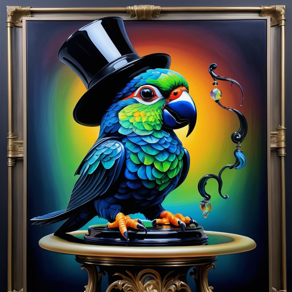 Surreal Parrot in Top Hat Artwork