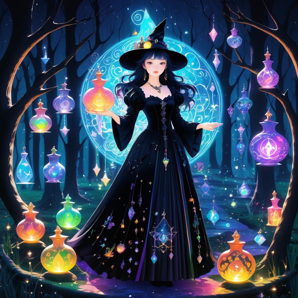 Whimsical Witch in Enchanted Forest