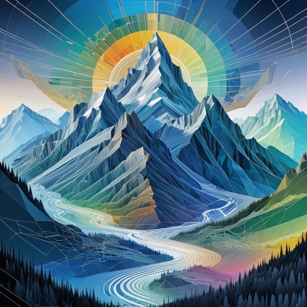 Majestic Mountains in Circuitry Art