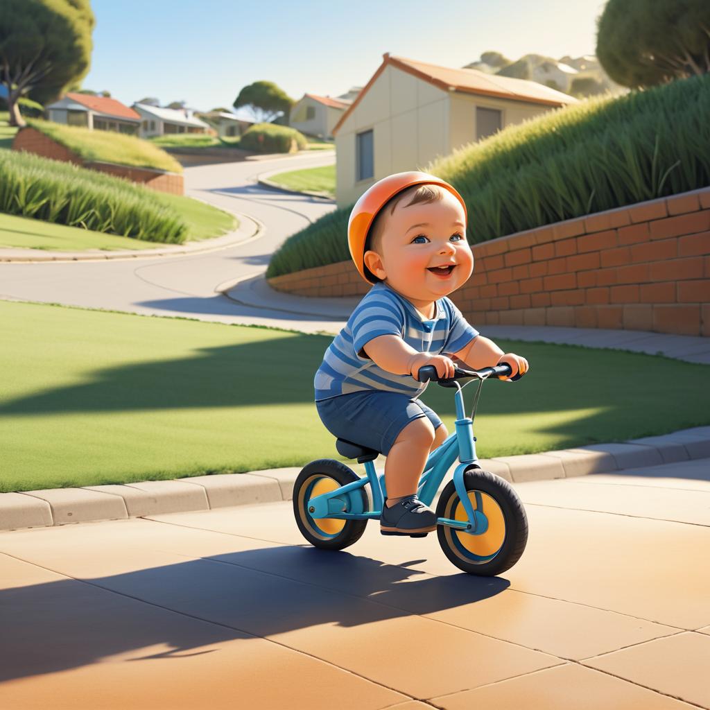 Joyful Chubby Baby Biking in Sydney