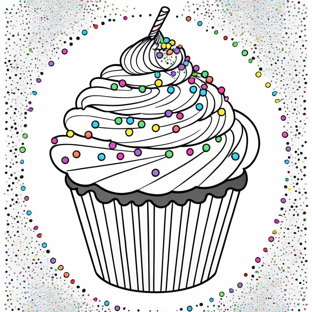 Delicious Cupcake Coloring Page Design