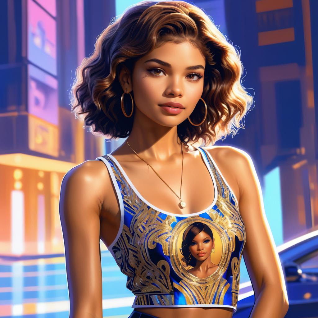 Elegant Portrait of Zendaya in Digital Art