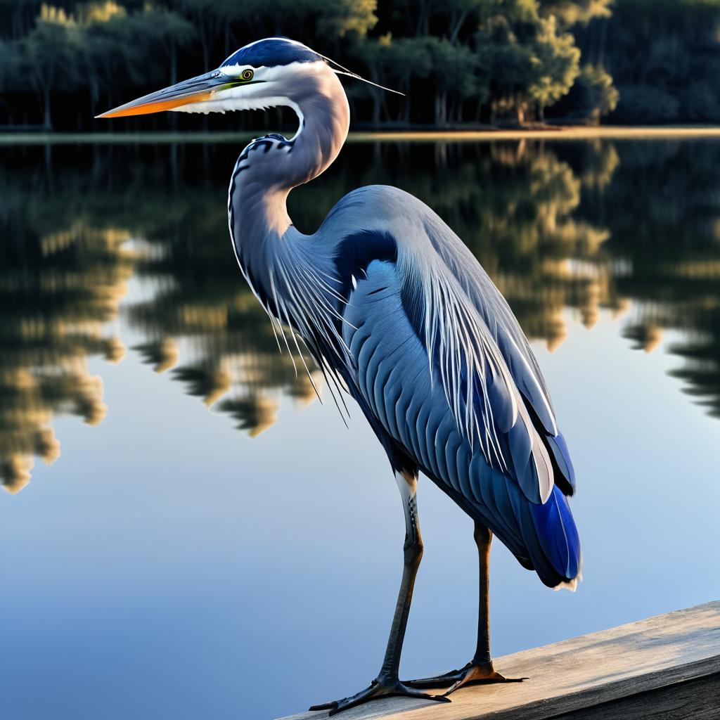 Stunning Blue Heron Lakeside Portrait