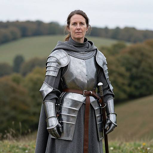 Medieval Warrior Woman on Hill