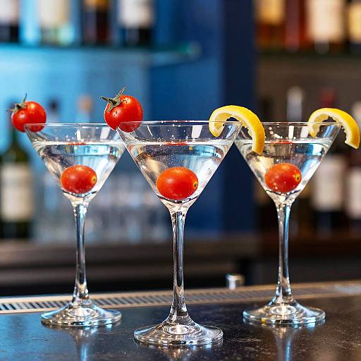 Elegant Martini Glasses with Garnishes