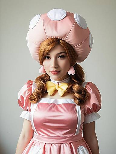 Woman in Toadette Cosplay Costume
