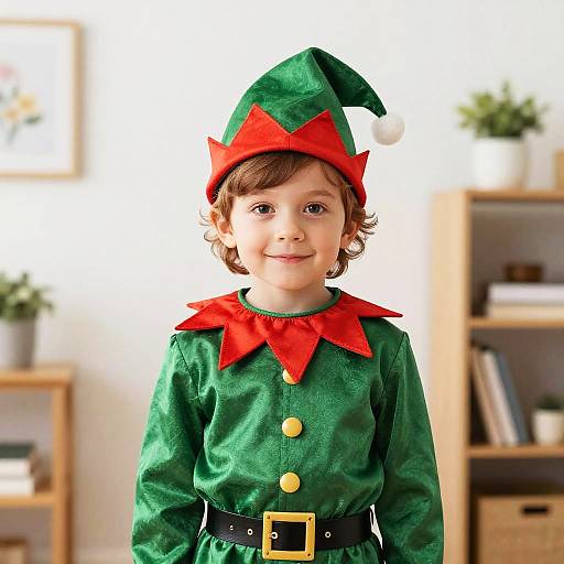 Child in Elf Costume Close-Up