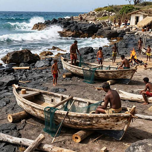 Mesolithic Coastal Settlement Scene