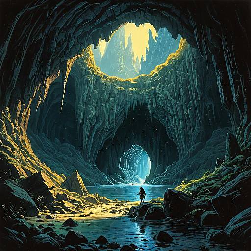 Fantasy Portal Inside a Cavernous Underground Cave