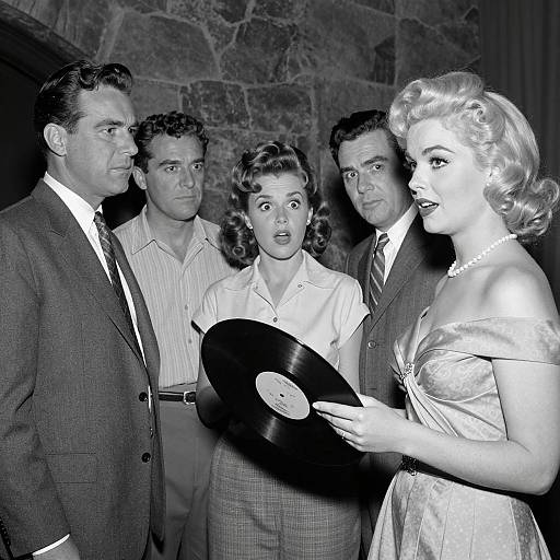 Vintage 1950s Party Black-and-White Photograph