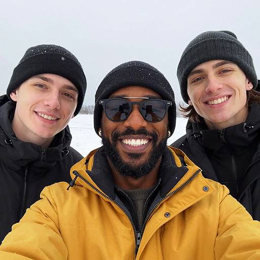 Group of Friends Taking Winter Selfie Outdoors