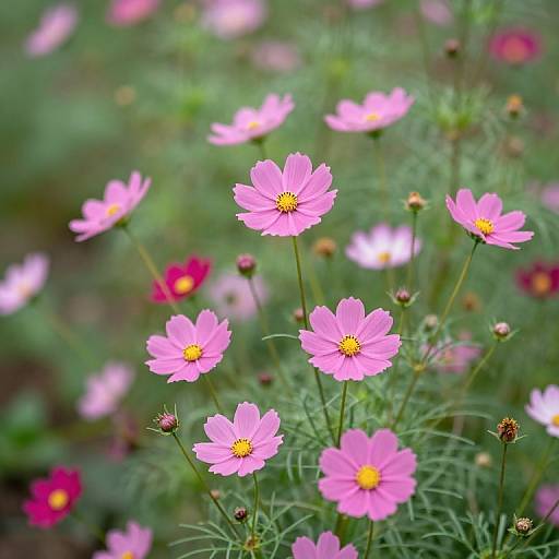 Vibrant Pink Cosmos Flower Garden