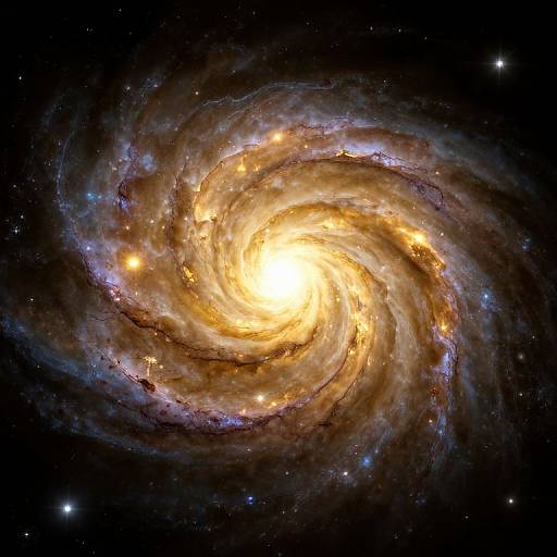 Golden Spiral Galaxy 3D Render