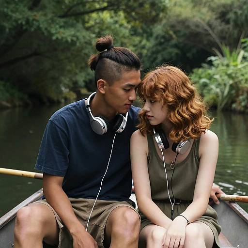 Hokusai-Inspired Riverboat Teen Romance Scene