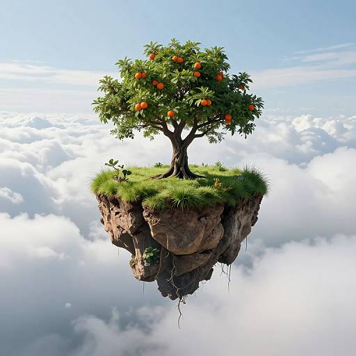 Floating Island Tree Above Clouds