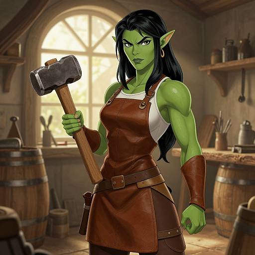 Muscular Green Elf Blacksmith