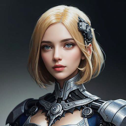 Majestic Female Cyborg Portrait in 8K