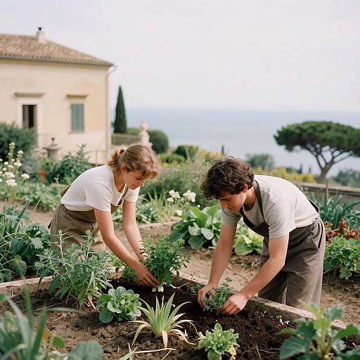 Gardeners Planting in Sicilian Villa