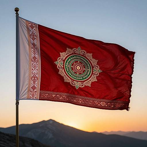 Pashtun Flag on Mountain Sunset