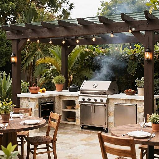 Outdoor Kitchen Pergola Setup