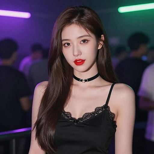 Young Woman in Neon Club Light