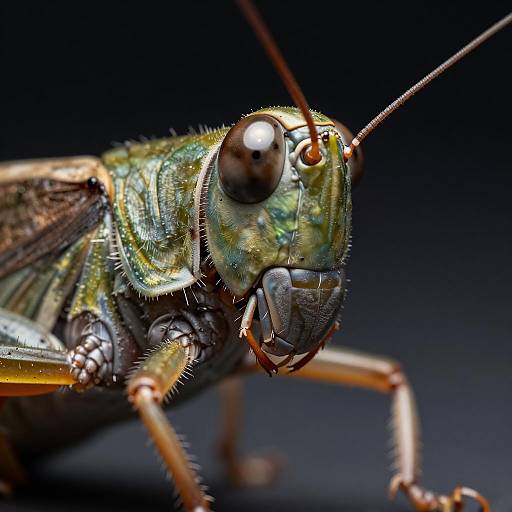 Hyper-Detailed Close-Up of Grasshopper Face