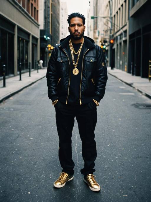 Urban Portrait of Man in Gold Jewelry