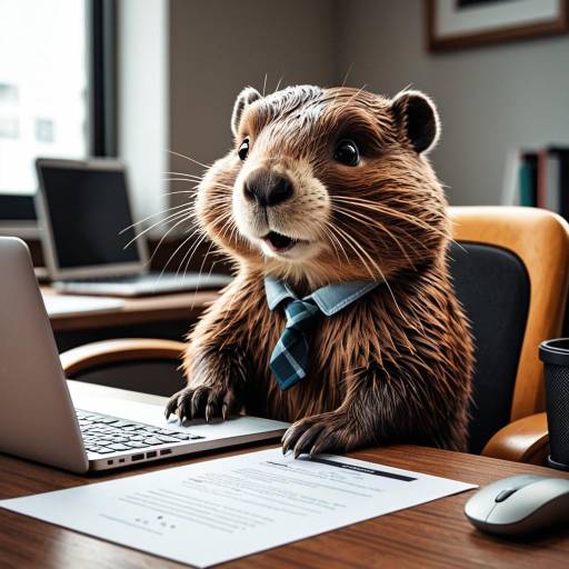 Confident Beaver at Office Desk