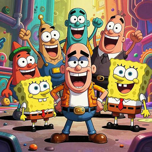 Bright, colorful cartoon image of 