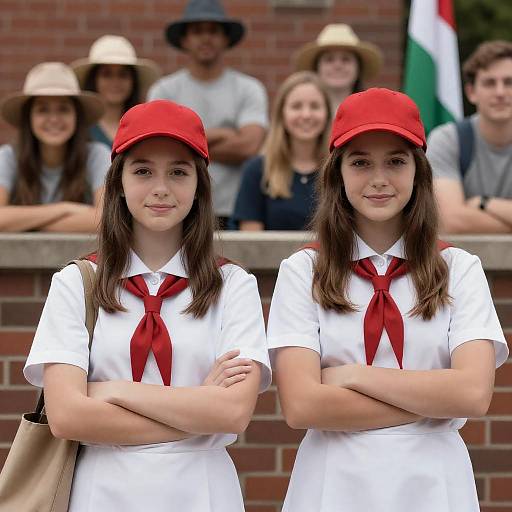 Young Women in Girl Scout Uniforms Portrait