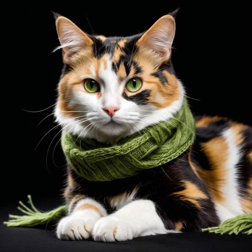 Clothed Calico Feline on Black Background Clothed Calico Feline on Black Background